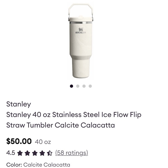Stanley The Iceflow Tumbler with Flip Straw 40 oz nwt $50 Calcite Calcutta - Picture 3 of 7
